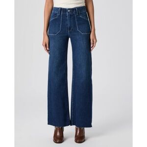 NWT Paige Anessa Wide-Leg Jeans Dark Wash Blue 25 Petite